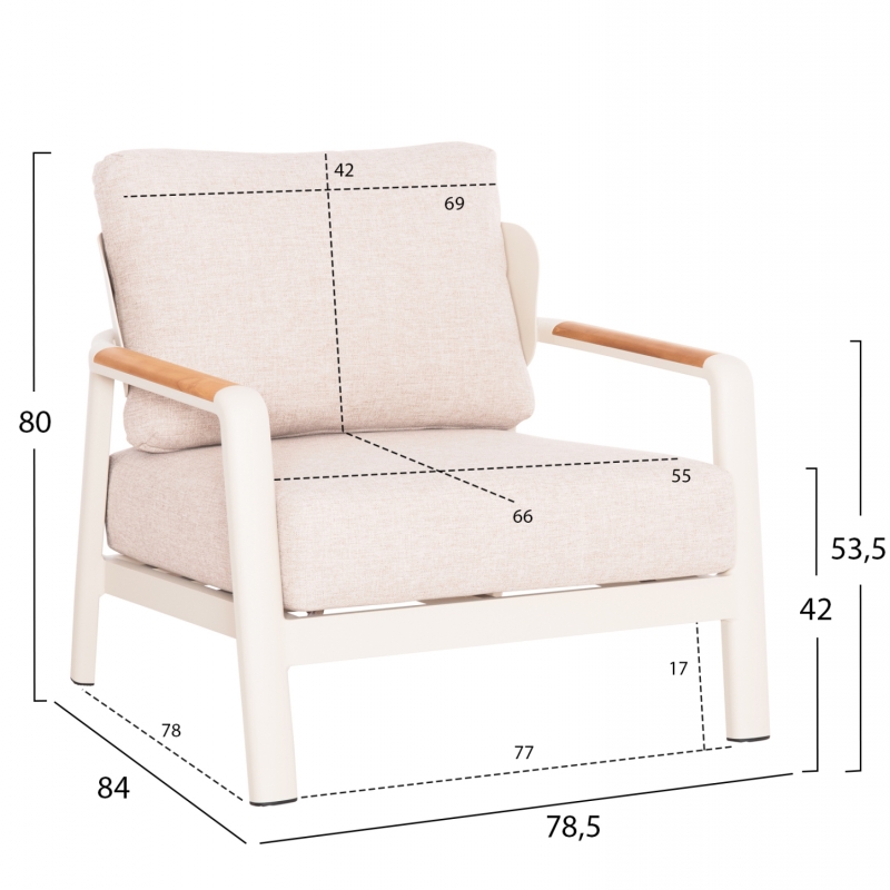 ΣΕΤ ΣΑΛΟΝΙ ΕΞ.ΧΩΡΟΥ 4ΤΜΧ ELARA HM6195.05 ΜΠΕΖ ΑΛΟΥΜΙΝΙΟ & OLEFIN-TEAK ΦΥΣΙΚΟ