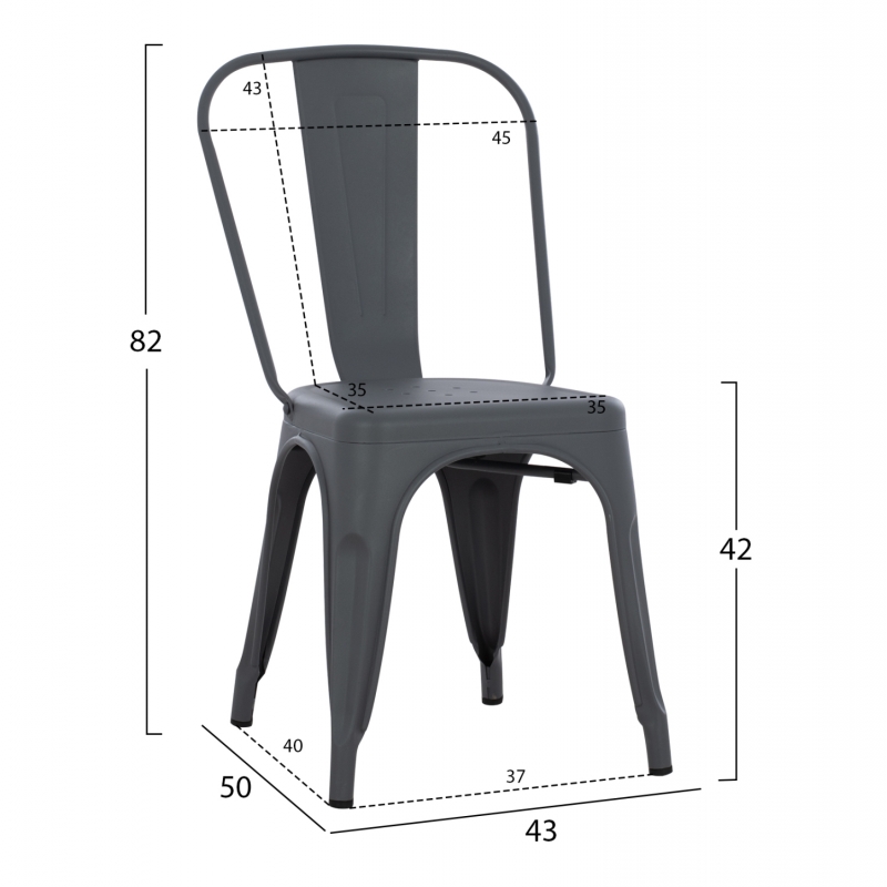 ΚΑΡΕΚΛΑ ΜΕΤΑΛΛΙΚΗ MELITA-PRO HM8641.50 ΓΚΡΙ 44x47x84.5Υεκ.