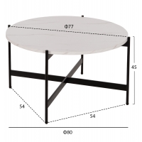 ΣΕΤ 2ΤΜΧ ΤΡΑΠΕΖΙΑ ΣΑΛΟΝΙΟΥ RONDA HM21089.04 MDF ΛΕΥΚΟ ΜΑΡΜΑΡΟ Φ80εκ & Φ50εκ