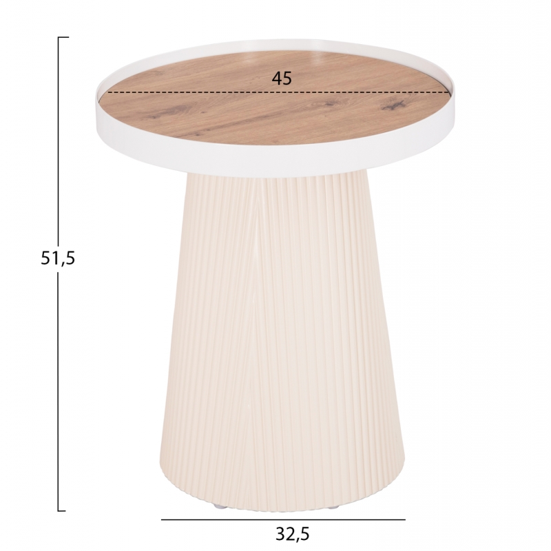 ΣΕΤ 2ΤΜΧ ΤΡΑΠΕΖΙΑ ΣΑΛΟΝΙΟΥ DUNCAN HM21082 MDF ΚΡΕΜ ΚΑΙ ΚΕΡΑΜΙΚΟ TOP Φ80εκ & Φ45εκ