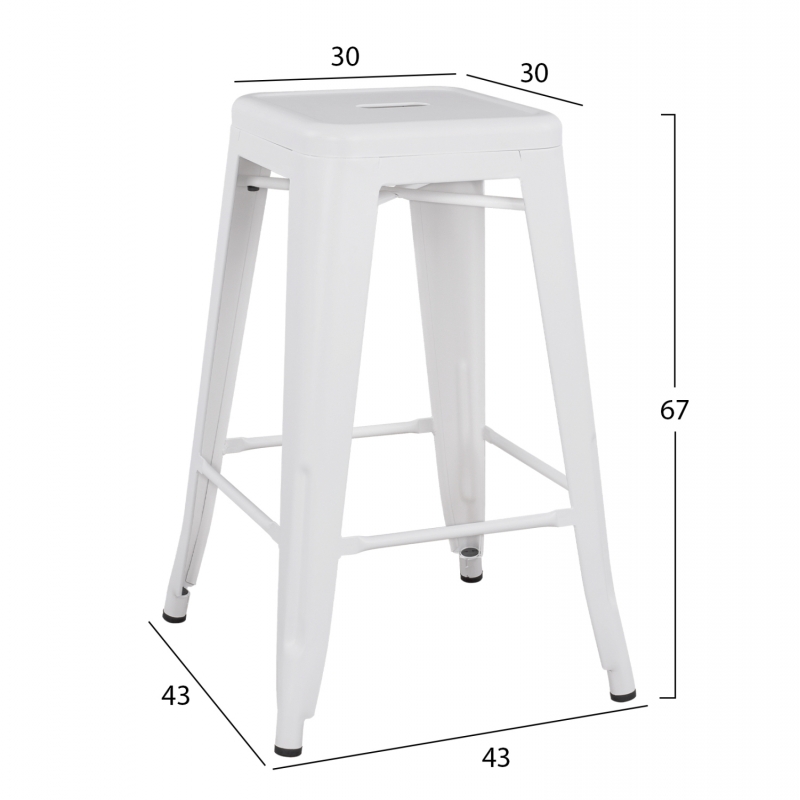 ΣΚΑΜΠΟ ΜΕΣΑΙΟΥ ΥΨΟΥΣ ΜΕΤΑΛΛΙΚΟ MELITA-PRO HM8573.41 ΛΕΥΚΟ ΜΑΤ 43x43x67Υεκ.