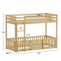 ΠΑΙΔΙΚΗ ΚΟΥΚΕΤΑ τ.MONTESSORI ΜΕ ΠΑΡΚΑΚΙ PLAYKID HM703.01 ΞΥΛΟ ΠΕΥΚΟΥ ΦΥΣΙΚΟ ΓΙΑ 190x90εκ