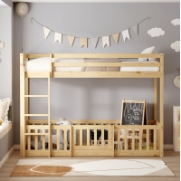 ΠΑΙΔΙΚΗ ΚΟΥΚΕΤΑ τ.MONTESSORI ΜΕ ΠΑΡΚΑΚΙ PLAYKID HM703.01 ΞΥΛΟ ΠΕΥΚΟΥ ΦΥΣΙΚΟ ΓΙΑ 190x90εκ