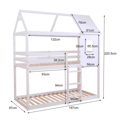 ΠΑΙΔΙΚΗ ΚΟΥΚΕΤΑ ΣΠΙΤΑΚΙ  τ.MONTESSORI HOOD HM705.03 ΞΥΛΟ ΠΕΥΚΟΥ ΣΕ ΛΕΥΚΟ-ΣΤΡΩΜΑΤΑ 190x90εκ