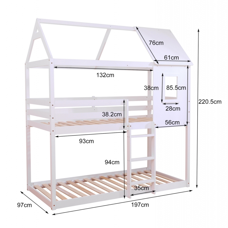 ΠΑΙΔΙΚΗ ΚΟΥΚΕΤΑ ΣΠΙΤΑΚΙ  τ.MONTESSORI HOOD HM705.03 ΞΥΛΟ ΠΕΥΚΟΥ ΣΕ ΛΕΥΚΟ-ΣΤΡΩΜΑΤΑ 190x90εκ