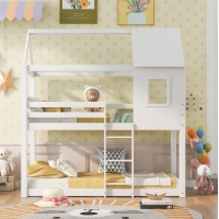 ΠΑΙΔΙΚΗ ΚΟΥΚΕΤΑ ΣΠΙΤΑΚΙ  τ.MONTESSORI HOOD HM705.03 ΞΥΛΟ ΠΕΥΚΟΥ ΣΕ ΛΕΥΚΟ-ΣΤΡΩΜΑΤΑ 190x90εκ