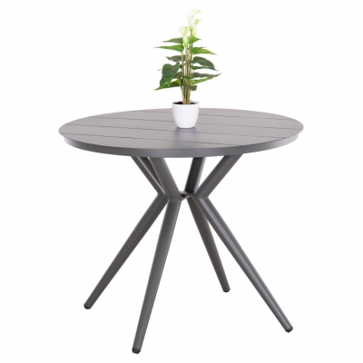 ΤΡΑΠΕΖΙ ΣΤΡΟΓΓΥΛΟ ΑΛΟΥΜΙΝΙΟΥ HIGER HM6289.01 ΓΚΡΙ Φ90x74Yεκ.