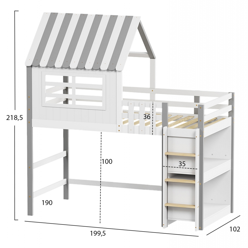 ΠΑΙΔΙΚΟ ΚΡΕΒΑΤΙ τ.MONTESSORI ΜΕ ΠΛΑΙΝΑ ΡΑΦΙΑ HOMI HM712 ΞΥΛΟ ΠΕΥΚΟΥ ΛΕΥΚΟ-ΓΚΡΙ-ΣΤΡΩΜΑ 90x190εκ