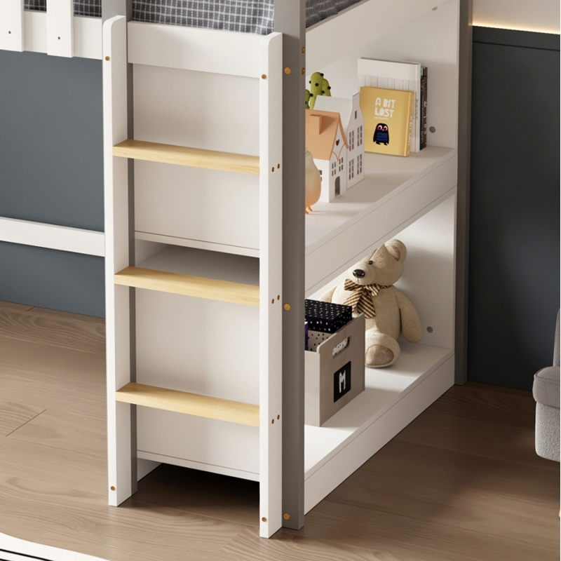 ΠΑΙΔΙΚΟ ΚΡΕΒΑΤΙ τ.MONTESSORI ΜΕ ΠΛΑΙΝΑ ΡΑΦΙΑ HOMI HM712 ΞΥΛΟ ΠΕΥΚΟΥ ΛΕΥΚΟ-ΓΚΡΙ-ΣΤΡΩΜΑ 90x190εκ