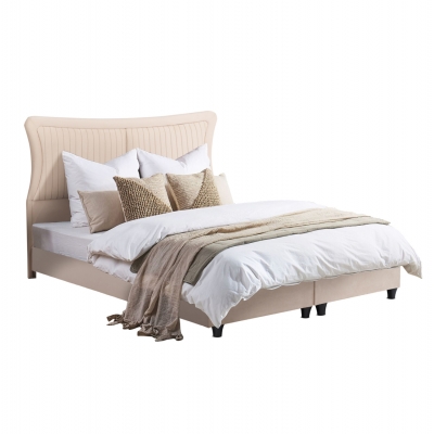 ΚΡEΒΑΤΙ ΔΙΠΛΟ NESTOR HM715 ΜΠΕΖ ΒΕΛΟΥΔΟ ΓΙΑ ΣΤΡΩΜΑ 160x200εκ.