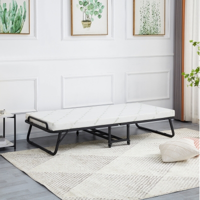 ΚΡΕΒΑΤΙ-ΡΑΝΤΖΟ ΜΕ ΣΤΡΩΜΑ NETTI HM691.01 ΜΕΤΑΛΛΙΚΟ ΜΑΥΡΟ ΜΑΤ 190x76x30Υεκ.