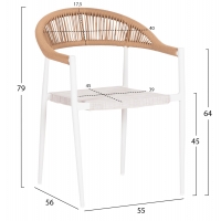 ΠΟΛΥΘΡΟΝΑ BERG HM6284.01 ΑΛΟΥΜΙΝΙΟ & TEXTILENE ΛΕΥΚΟ--P.E.TWISTED RATTAN 55x56x79Υεκ