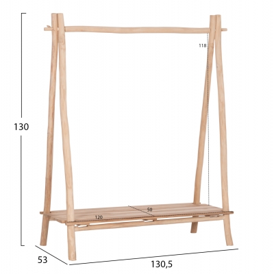 ΕΠΙΠΛΟ ΕΙΣΟΔΟΥ PERL HM9911 ΚΛΑΔΙΑ ΞΥΛΟΥ TEAK-ΦΥΣΙΚΟ 130,5x53x152Υεκ.