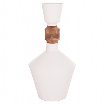 ΔΙΑΚΟΣΜΗΤΙΚΟ ΒΑΖΟ ΔΑΠΕΔΟΥ NEBULA HM4661.02 FIBER CEMENT ΛΕΥΚΟ--ΞΥΛΟ ΤΕΑΚ Φ60x115Υεκ.