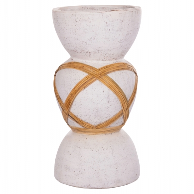 ΔΙΑΚΟΣΜΗΤΙΚΟ ΒΑΖΟ ΔΑΠΕΔΟΥ MAYNARD HM4672.02L TERRACOTTA ΛΕΥΚΟ--RATTAN Φ32x62.5Υεκ.
