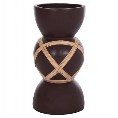 ΔΙΑΚΟΣΜΗΤΙΚΟ ΒΑΖΟ ΔΑΠΕΔΟΥ MAYNARD HM4672.07L TERRACOTTA ΣΟΚΟΛΑΤΙ-RATTAN Φ32x62.5Υεκ