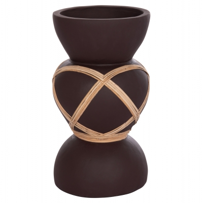 ΔΙΑΚΟΣΜΗΤΙΚΟ ΒΑΖΟ ΔΑΠΕΔΟΥ MAYNARD HM4672.07S TERRACOTTA ΣΟΚΟΛΑΤΙ-RATTAN Φ27.5x50Υεκ