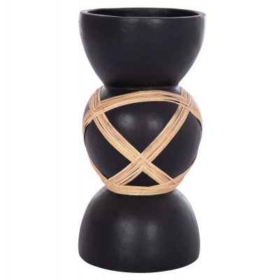 ΔΙΑΚΟΣΜΗΤΙΚΟ ΒΑΖΟ ΔΑΠΕΔΟΥ MAYNARD HM4672.01L TERRACOTTA ΜΑΥΡΟ-RATTAN Φ32x62.5Υεκ