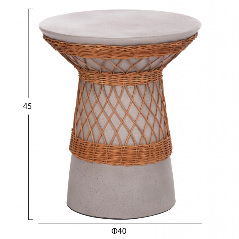 ΒΟΗΘΗΤΙΚΟ ΤΡΑΠΕΖΙ ΣΤΡΟΓΓΥΛΟ DELIA HM18167.03 FIBER CEMENT ΓΚΡΙ & RATTAN Φ40x45Υεκ ΒΟΗΘΗΤΙΚΟ ΤΡΑΠΕΖΙ ΣΤΡΟΓΓΥΛΟ DELIA HM18167.03 FIBER CEMENT ΓΚΡΙ & RATTAN Φ40x45Υεκ
