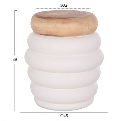 ΣΚΑΜΠΟ PUFFAT HM18172.02 FIBER CEMENT ΛΕΥΚΟ- ΞΥΛΟ TEAK TOP Φ45x46Υεκ.