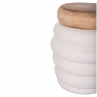 ΣΚΑΜΠΟ PUFFAT HM18172.02 FIBER CEMENT ΛΕΥΚΟ- ΞΥΛΟ TEAK TOP Φ45x46Υεκ.