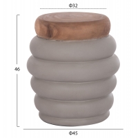 ΣΚΑΜΠΟ PUFFAT HM18172.03 FIBER CEMENT ΓΚΡΙ- ΞΥΛΟ TEAK TOP Φ45x46Υεκ.