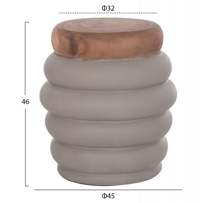 ΣΚΑΜΠΟ PUFFAT HM18172.03 FIBER CEMENT ΓΚΡΙ- ΞΥΛΟ TEAK TOP Φ45x46Υεκ.