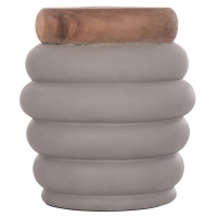 ΣΚΑΜΠΟ PUFFAT HM18172.03 FIBER CEMENT ΓΚΡΙ- ΞΥΛΟ TEAK TOP Φ45x46Υεκ.