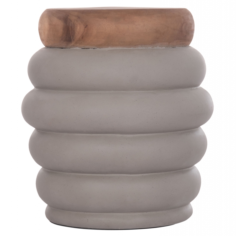 ΣΚΑΜΠΟ PUFFAT HM18172.03 FIBER CEMENT ΓΚΡΙ- ΞΥΛΟ TEAK TOP Φ45x46Υεκ.