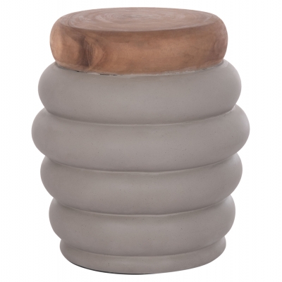 ΣΚΑΜΠΟ PUFFAT HM18172.03 FIBER CEMENT ΓΚΡΙ- ΞΥΛΟ TEAK TOP Φ45x46Υεκ.