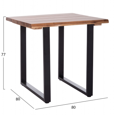 ΤΡΑΠΕΖΙ ΤΡΑΠΕΖΑΡΙΑΣ FRIGGO HM6294.01 ΞΥΛΟ ΑΚΑΚΙΑΣ 3,5εκ πάχος--ΠΟΔΙΑ ΜΕΤΑΛΛΙΚΑ 80x80x77Υεκ.