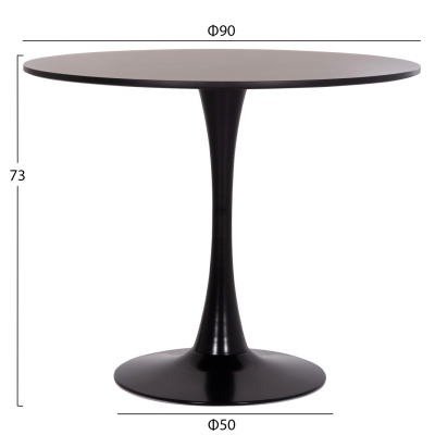 ΤΡΑΠΕΖΙ ΣΤΡΟΓΓΥΛΟ BROLIN HM18141.02 MDF TOP-ΒΑΣΗ ΜΕΤΑΛΛΙΚΗ--ΜΑΥΡΟ Φ90x73Υεκ