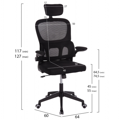ΚΑΡΕΚΛΑ ΓΡΑΦΕΙΟΥ BASTON HM18236.01 ΜΑΥΡΟ MESH & PP ΣΚΕΛΕΤΟΣ 64x60x117-127Υεκ. ΚΑΡΕΚΛΑ ΓΡΑΦΕΙΟΥ BASTON HM18236.01 ΜΑΥΡΟ MESH & PP ΣΚΕΛΕΤΟΣ 64x60x117-127Υεκ.