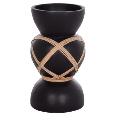 ΔΙΑΚΟΣΜΗΤΙΚΟ ΒΑΖΟ ΔΑΠΕΔΟΥ MAYNARD HM4672.01S TERRACOTTA ΜΑΥΡΟ-RATTAN Φ27.5x50Υ