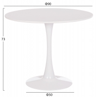 ΤΡΑΠΕΖΙ ΣΤΡΟΓΓΥΛΟ BROLIN HM18141.01 MDF TOP-ΒΑΣΗ ΜΕΤΑΛΛΙΚΗ--ΛΕΥΚΟ Φ90x73Υεκ