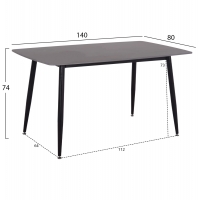 ΤΡΑΠΕΖΙ RAVEN HM18149.02 ΚΕΡΑΜΙΚΟ TOP ΑΝΘΡΑΚΙ ΜΑΡΜΑΡΟ-ΜΑΥΡΟ ΜΕΤΑΛΛΟ 140x80x74Υεκ.