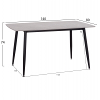 ΤΡΑΠΕΖΙ RAVEN HM18149.13 ΚΕΡΑΜΙΚΟ TOP ΓΚΡΙ ΜΑΡΜΑΡΟ-ΜΑΥΡΟ ΜΕΤΑΛΛΟ 140x80x74Υεκ.