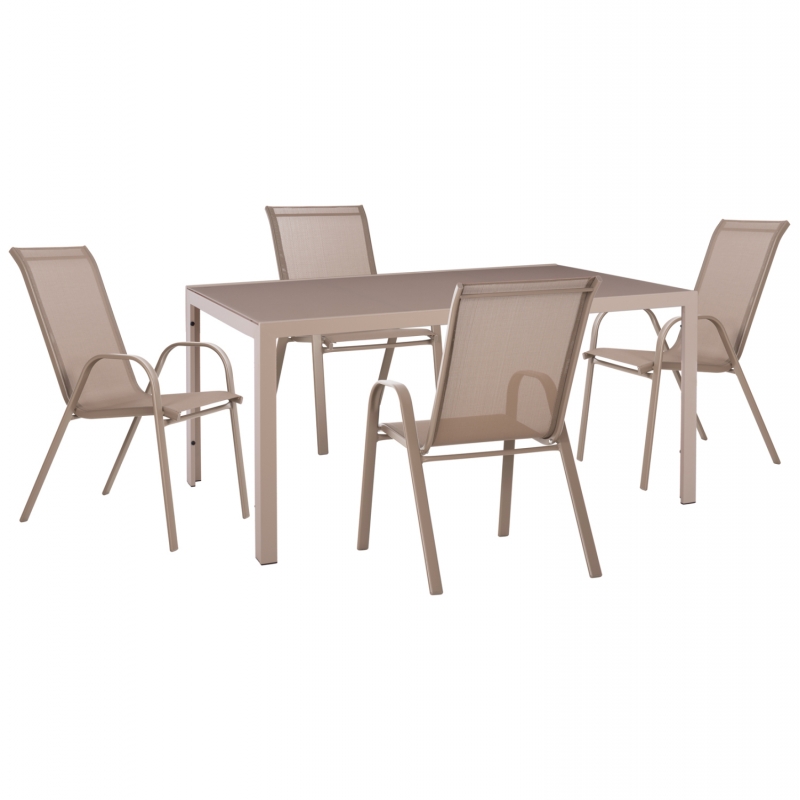 ΣΕΤ ΤΡΑΠΕΖΑΡΙΑΣ 5ΤΜΧ OFER HM21015 ΤΡΑΠΕΖΙ & 4 ΚΑΡΕΚΛΕΣ ΜΕΤΑΛΛΟ ΣΕ ΚΑΠΟΥΤΣΙΝΟ