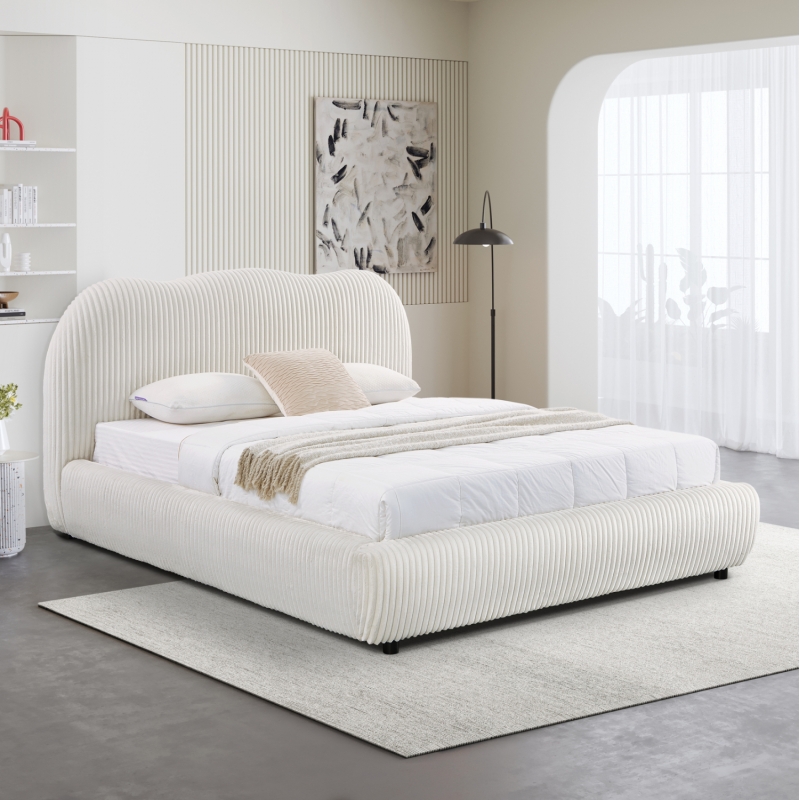 ΚΡΕΒΑΤΙ ΔΙΠΛΟ ΜΕ ΑΠΟΘ.ΧΩΡΟ KALLY HM729.03 ΜΠΕΖ FAUX FUR ΥΦΑΣΜΑ--ΣΤΡΩΜΑ 160x200εκ