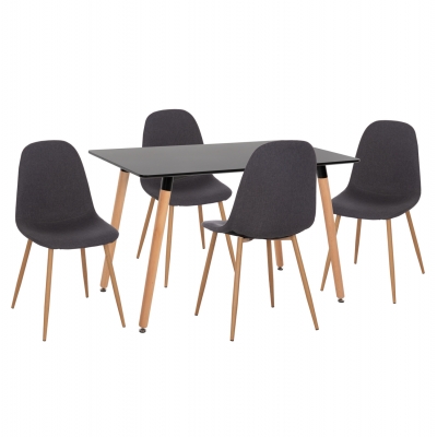 ΣΕΤ ΤΡΑΠΕΖΑΡΙΑΣ 5ΤΜΧ MINARDO HM21179 MDF TOP ΣΕ ΜΑΥΡΟ--ΣΚΟΥΡΟ ΓΚΡΙ ΥΦΑΣΜΑ