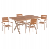 ΣΕΤ ΤΡΑΠΕΖΑΡΙΑΣ SAGA HM21196 ΤΡΑΠΕΖΙ & 4 ΠΟΛΥΘΡΟΝΕΣ-ΑΛΟΥΜΙΝΙΟ & POLYWOOD-ΣΑΜΠΑΝΙ