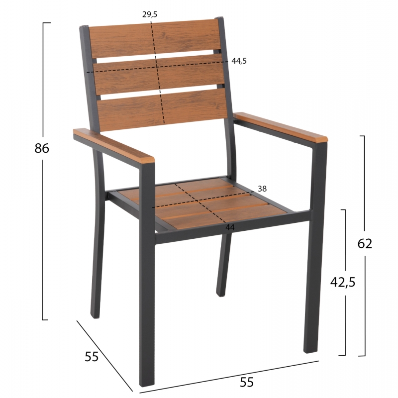 ΣΕΤ ΤΡΑΠΕΖΑΡΙΑΣ TABER HM21197 ΤΡΑΠΕΖΙ & 4 ΠΟΛΥΘΡΟΝΕΣ-ΑΛΟΥΜΙΝΙΟ & POLYWOOD-ΑΝΘΡΑΚΙ