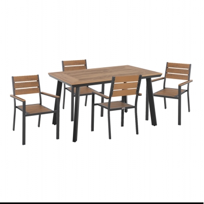 ΣΕΤ ΤΡΑΠΕΖΑΡΙΑΣ TABER HM21197 ΤΡΑΠΕΖΙ & 4 ΠΟΛΥΘΡΟΝΕΣ-ΑΛΟΥΜΙΝΙΟ & POLYWOOD-ΑΝΘΡΑΚΙ