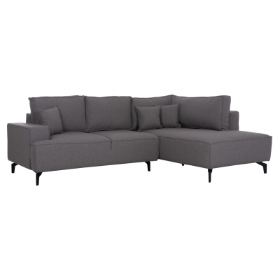 ΓΩΝΙΑΚΟΣ ΚΑΝΑΠΕΣ-ΚΡΕΒΑΤΙ ΜΕ ΑΠΟΘ.ΧΩΡΟ SAFFIRA HM3303.01R ΓΚΡΙ ΥΦΑΣΜΑ 270x195x100Υεκ.