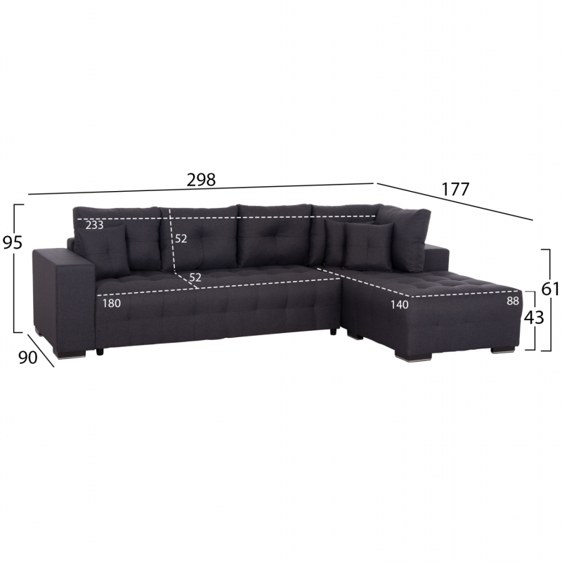 ΓΩΝΙΑΚΟΣ ΚΑΝΑΠΕΣ-ΚΡΕΒΑΤΙ ΜΕ ΑΠΟΘ.ΧΩΡΟ TRENDSTON HM3302.01R ΓΚΡΙ ΥΦΑΣΜΑ 298x177x95Υεκ ΓΩΝΙΑΚΟΣ ΚΑΝΑΠΕΣ-ΚΡΕΒΑΤΙ ΜΕ ΑΠΟΘ.ΧΩΡΟ TRENDSTON HM3302.01R ΓΚΡΙ ΥΦΑΣΜΑ 298x177x95Υεκ