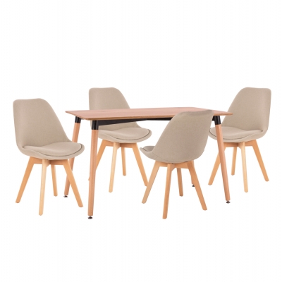 ΣΕΤ ΤΡΑΠΕΖΑΡΙΑΣ 5ΤΜΧ VEGAS HM21180 MDF TOP ΣΕ ΦΥΣΙΚΟ--ΥΦΑΣΜΑ ΜΠΕΖ