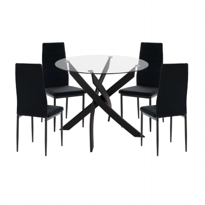 ΣΕΤ ΤΡΑΠΕΖΑΡΙΑΣ 5ΤΜΧ LADY HM21199.04 ΓΥΑΛΙ--ΜΕΤΑΛΛΟ & ΒΕΛΟΥΔΟ ΣΕ ΜΑΥΡΟ