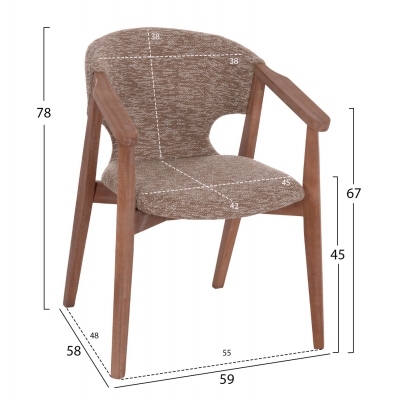 ΠΟΛΥΘΡΟΝΑ YEGER HM9995.03 ΞΥΛΟ ΟΞΙΑΣ ΣΕ WHITEWASH-ΚΑΦΕ ΥΦΑΣΜΑ 59x58x78Υεκ.