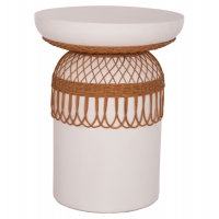 ΤΡΑΠΕΖΙ ΤΡΑΠΕΖΑΡΙΑΣ PRILEP HM18159.02 FIBER CEMENT ΛΕΥΚΟ & RATTAN--Φ60x76,5Υεκ
