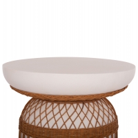 ΤΡΑΠΕΖΙ ΤΡΑΠΕΖΑΡΙΑΣ PRILEP HM18159.02 FIBER CEMENT ΛΕΥΚΟ & RATTAN--Φ60x76,5Υεκ